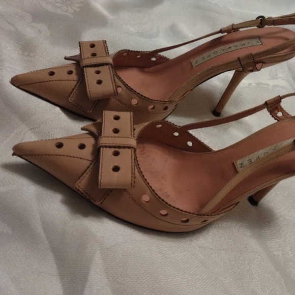 Pura Lopez Shoes - Pura Lopez Womens Dressy Slingback Pink Pointy Toe Mid Heel Sandal Pumps 38.5 C